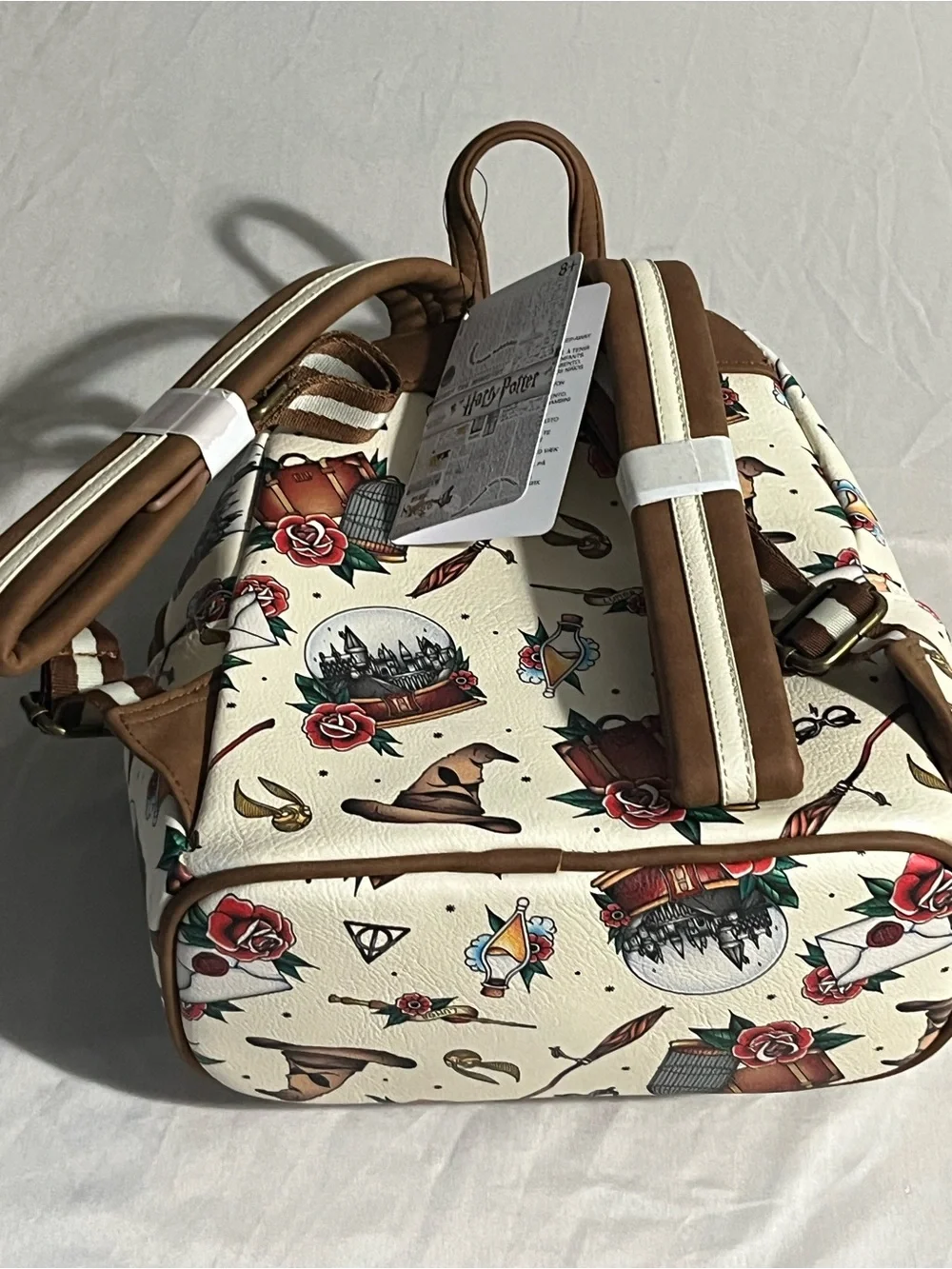 Loungefly Harry Potter Cream Floral & Brown Mini Backpack New with Tags